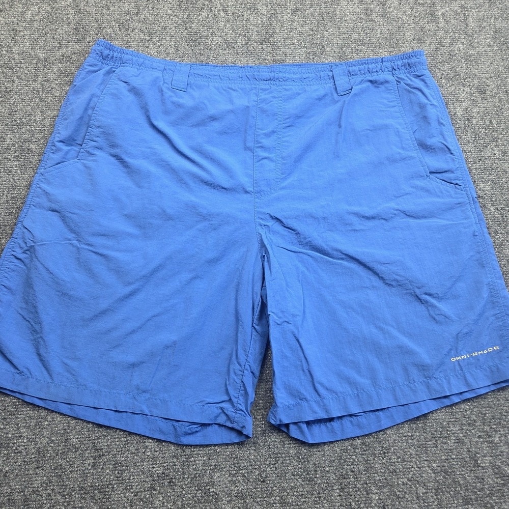 Columbia Shorts Men Large Blue Omni Shade PFG 100% Nylon Fishing Boating 38x7